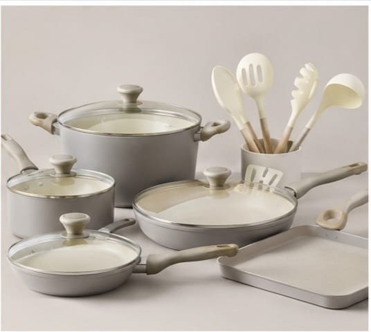 Ceramic Pots and Pans Set, Moon Grey