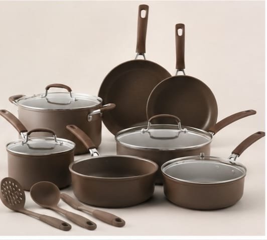 Induction Pots & Pans Set Non Stick, Brown