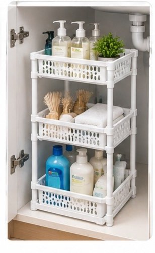 Stackable 3-Tier Sliding Basket