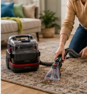 Lightweight portable carpet cleaner for small pet stains.