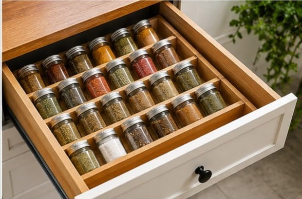 Showcasing the best spice organizer for kitchen drawers for easy access and efficient storage.