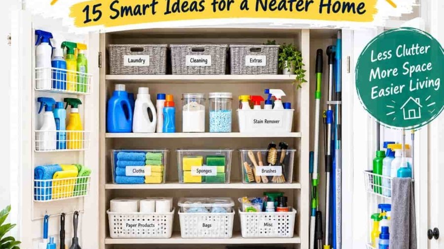 These laundry and cleaning closet organization can help you create a neat, practical, and easy-to-maintain home storage space.