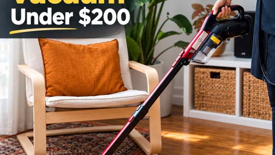 best Cordless vacuum under $200 for hardwood floors cleaning in a bright living room